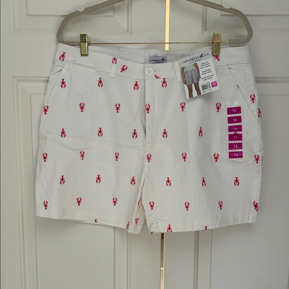 Caribbean Joe White Shorts with Red Print